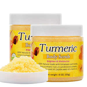 Gommage corporel au curcuma, biologique, végétalien, crème exfoliante pour le soin de la peau, éclaircissante, hydratante, marque privée - Product Image 1