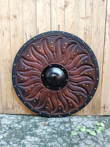 โล่มีด lothbrok ไวกิ้งแท้ดีไซน์ยุคกลางทำด้วยมือพร้อมโลโก้ทาสีตามสั่งเกรด DIY - Product Image 4