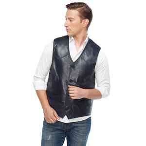 Chaleco de cuero genuino para hombre, estilo personalizado, de alta calidad, para exteriores, cálido e impermeable en diferentes tamaños, chaleco de cuero de Color sólido - Product Image 1