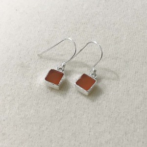 Boucles d'oreilles pendantes en argent sterling 925, design tendance, ornées de cornaline orange taillée, élégantes, en argent sterling 925, carrées, avec pierres orange taillées - Product Image 3
