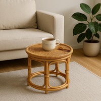 Belle table en rotin petit cercle en gros artisanat en osier naturel tables basses et thé rondes pour l'exportation