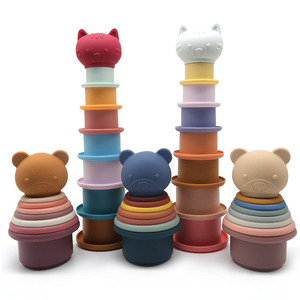 Offres Spéciales enfants jouet de bain enfant <span class=keywords><strong>en</strong></span> bas âge jouet d'apprentissage Silicone empileur jouet <span class=keywords><strong>arc</strong></span>-<span class=keywords><strong>en</strong></span>-<span class=keywords><strong>ciel</strong></span> anneaux empilables tour jeu blocs ensembles - Product Image 1
