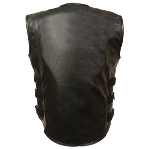 Gilet en cuir classique pour hommes pour les motocyclistes, disponible en noir et marron ou dans des couleurs personnalisées de l'usine OEM - Product Image 2