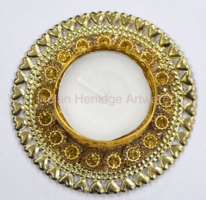 เชิงเทียนโลหะแบบแฮนด์เมดสไตล์อินเดียดั้งเดิมมีมุกดีไซน์พื้นเมืองในร่มกลางแจ้งสำนักงานเทศกาลดิวาลีงานแต่งงาน - Product Image 2