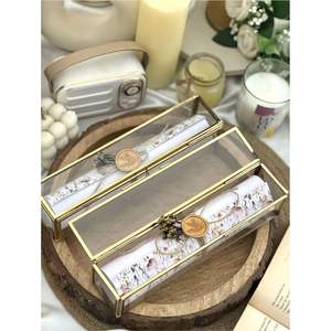 Handmade Antique Brass Glass Display <b>Box</b> <b>for</b> Scroll Invitations Elegant Wedding Favor <b>Box</b> Glass Long Rectangular Jewelry Case - Product Image 4