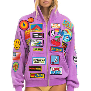 Sweat à capuche brodé avec patchs, fabricant OEM, sweat en molleton de coton épais avec patchs cousus, streetwear pour marques et commandes en gros - Product Image 1