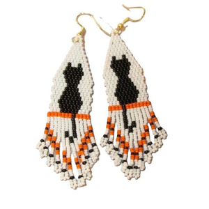 Boucles d'oreilles à thème Halloween en perles de rocaille, design personnalisé, broderie en perles de rocaille, boucles d'oreilles à thème Halloween - Product Image 2