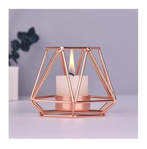 โคมไฟโลหะสำหรับตกแต่งเทียนโครงลวดสำเร็จรูปสีโรสโกลด์สำหรับตกแต่งภายใน - Product Image 1