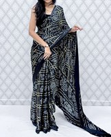 Sari indien traditionnel pour femme en soie Gajji de qualité supérieure, imprimé Bandhani, séchage rapide, tie-dye violet, pour fêtes, mariages et occasions festives