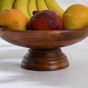 Support de saladier à fruits en bois moderne, écologique et artisanal, en bois de manguier, piédestal, centre de table, décoration de table, diamètre 26 cm, 11 - Product Image 4