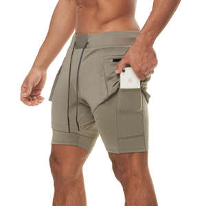 Shorts de sport respirants pour hommes, séchage rapide, anti-plis, coupe ample, taille haute, grande taille, shorts de jogging et de plein air unis, taille élastique - Product Image 1