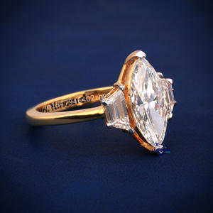 Anillo de diamante solitario de compromiso de plata de ley 2,90 de diamante Moissanite de corte Marquesa de 925 CT de moda personalizado para mujer - Product Image 3