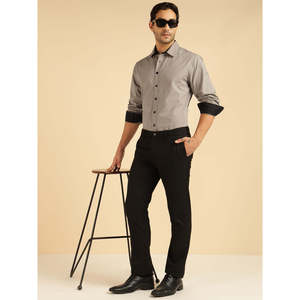 Amanush <b>Men's</b> Grey Cotton Formal <b>Shirt</b> Full Sleeve Turn-Down <b>Collar</b> Smart Casual Anti-Wrinkle Poplin Fabric Summer <b>Mens</b> <b>Shirts</b> - Product Image 6