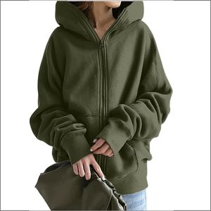 Sudadera informal de algodón 100% para mujer, de manga larga Sudadera con capucha, tendencia, hombro caído, sudaderas y sudaderas de punto de Color sólido - Product Image 3