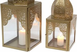 AZOV Handmade <b>Large</b> Decorative Metal Gold Candle <b>Lanterns</b> for Ramadan and Weddings - Product Image 5