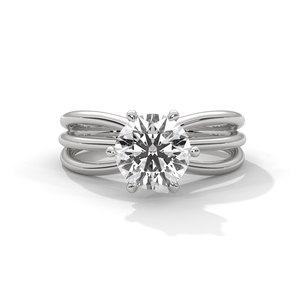 Bague solitaire à pampilles en diamant brillant de laboratoire couleur G 1 carat, monture en or rose 14 carats, pour fiançailles, mariage, anniversaire - Product Image 1