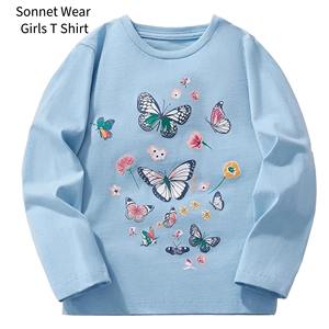 Camiseta de manga larga para niña con estampado de dibujos animados y cuello redondo de algodón - Product Image 5