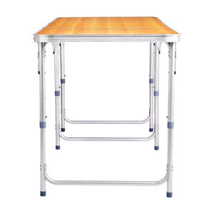 6ft Wood-Grain Outdoor <b>Folding</b> <b>Table</b>-Aluminum Alloy Rectangular 50kg Capacity Triple-Fold Design - Product Image 6
