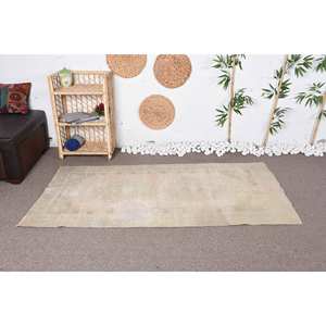 Tapis Patchwork Vintage en Laine Beige fait à la Main Grand 33X62 pieds Rectangle 10mm Jute pour Adolescents Abstrait pour Couloir - Product Image 1