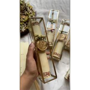 Elegant <b>Clear</b> Glass Scroll Holder <b>Box</b> with Gold Frame Wedding Invitation <b>Box</b> Decorative Glass Display for AwardGraduation Scroll - Product Image 4