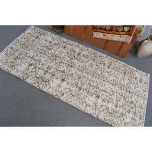 Alfombra Vintage de 2.9x6.2 pies, Alfombra Turca, Alfombra Oriental Blanca de Lana - Product Image 3