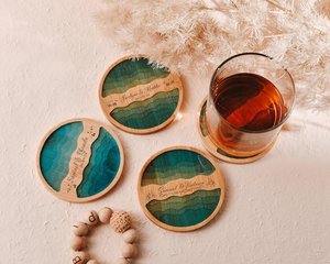 Colorful Resin and Wood <b>Drink</b> <b>Coasters</b>, Perfect Tabletop Decor, Waterproof Heat-Resistant Easy-to-Clean Stone <b>Coasters</b> - Product Image 3