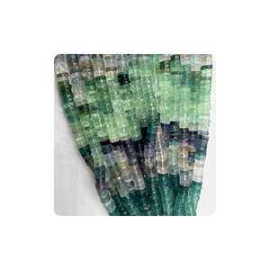 Pierre précieuse naturelle multi-fluorite de qualité supérieure personnalisée, facettes heishi, forme en étages, taille 8-10 mm, brin de 14 pouces, fabrication de bijoux, rose - Product Image 3