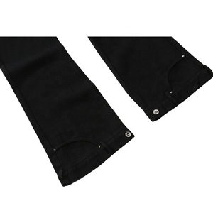 Vente chaude hommes pleine longueur vêtements de rue mode pantalons empilés 100% coton plaine Flare pantalons de survêtement avec taille haute - Product Image 6