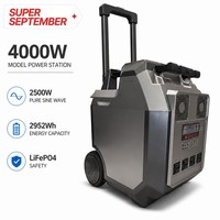 Station d'alimentation portable 3000W, batterie LiFePO4 2952Wh, générateur solaire avec MPPT 40A, roues de transport, charge sans fil, sortie AC/DC