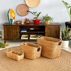 Panier en jacinthe d'eau écologique fait à la main Organisateur de stockage naturel Vente en gros Durable Durable du Vietnam - Product Image 4