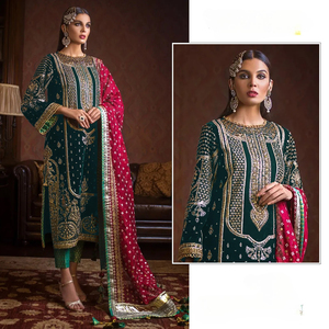 PAKISTANI PREMIUM ALTA CALIDAD TERCIOPELO SEDA ESTILO ÉTNICO VESTIDO MATERIAL para ADULTOS - Product Image 4