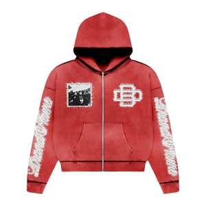 ชุดเซ็ตแทรคสูท 2 in 1 สไตล์สตรีทแวร์ ลายพิมพ์สปริง ดีไซน์ทำสีซีดแบบแอซิดวอช ผ้าคอตตอน 100% น้ำหนักมาก แบบมีฮู้ด พร้อมเชือกผูก  สำหรับทั้งผู้ชายและผู้หญิง - Product Image 6