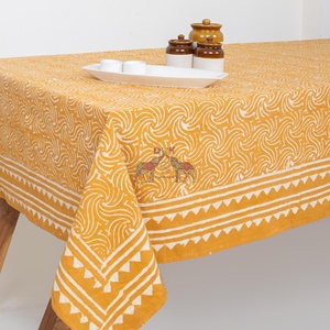 Manteles de Algodón con Estampado de Flores Dabu Hechos a Mano en India, Manteles Personalizados con Estampado, Cubierta de Mesa Rectangular Lavable - Product Image 3