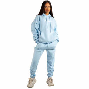 Conjunto de Dos Piezas, Sudadera Larga Lisa, Conjunto Deportivo para Mujer, Chándal de Gimnasio con Logotipo Personalizado, Marca Privada - Product Image 4