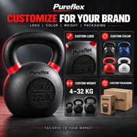 Kettlebell Pureflex en fer et caoutchouc, code couleur, durable, 4kg, 6kg, 8kg, 10kg, 32kg pour l'entraînement fonctionnel