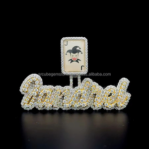 Pendentif en diamant plaqué or 14 carats LOGO personnalisé privé Nom en argent 925 Moissanite 3D Collier Lettre entièrement glacé Bijoux Hip Hop - Product Image 3