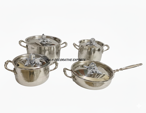 Large Hammered <b>Stainless</b> <b>Steel</b> Stock Pot with Pomegranate Knob Casserole Luxury Decorative Cookware - Product Image 2