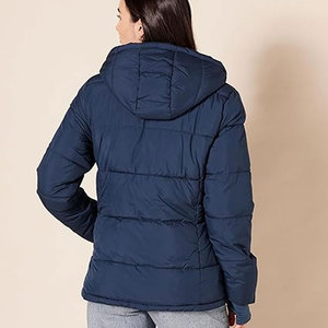 <b>Lightweight</b> <b>Denim</b> Solid Zipper Washed Puffer <b>Jacket</b> Comfortable Durable Quilted Windproof Winter Outerwear for Men Women - Product Image 3