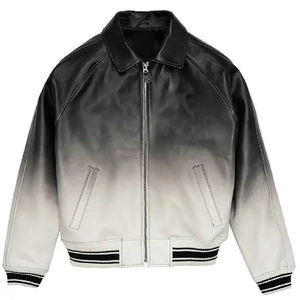 Veste bomber en cuir véritable à col montant pour homme 2026, motif lettres, style streetwear, vêtement d'extérieur, vente en gros OEM - Product Image 1