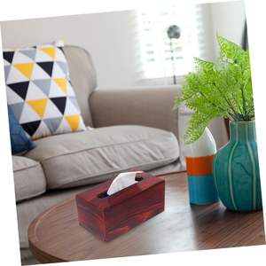 Distributeur de serviettes en papier de soie en bois, 1 pièce, support de visage carré, boîte de mouchoirs en papier, couverture de boîte de mouchoirs en bois - Product Image 3