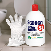 Déboucheur professionnel HM 1L en plastique simple anti-blocage pour toilettes, éviers et douches - Dissout les cheveux et la graisse - Flacon pour salle de bain