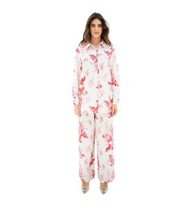 Venta caliente Primavera Verano para ropa de mujer Formal Casual Impreso de dos piezas Coreano BSY Co-Ords Set (Top + bottom) Satén ruso - Product Image 1