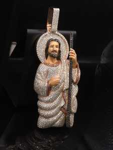 Colgante de Jesús Personalizado con Diamantes Moissanite VVS, Estilo Hip Hop, Plata 925, Amuleto Religioso Unisex - Product Image 3
