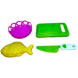 Plastic Kids Kitchen Play Set with Cutting Board <b>Knife</b> Basket Toy Food for Pretend Kitchen Role Play - Product Image 1