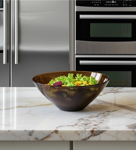 Tazón de resina translúcida marrón ámbar con acabado de mármol clásico, decoración pulida para el hogar o la oficina, Estilo clásico - Product Image 1