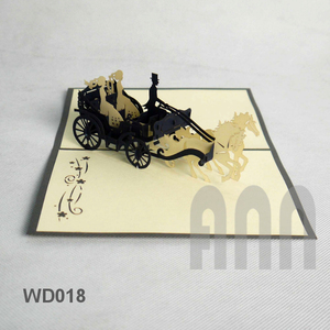 <b>Handmade</b> 3D Pop-up Wedding Invitation Card Lover Wedding Carriage for Birthday and New Year <b>Paper</b> Souvenir Greeting Card - Product Image 2