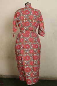 ชุดนอนกิโมโนแขน3/4ของผู้หญิงพิมพ์ลายดอกไม้ผ้าคอตตอนเนื้อนุ่มวินเทจสำหรับฤดูร้อน - Product Image 5