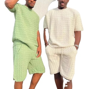 Conjunto de 2 piezas de pantalones cortos de algodón para hombre, chándal de moda, ropa activa, con logotipo personalizado - Product Image 1