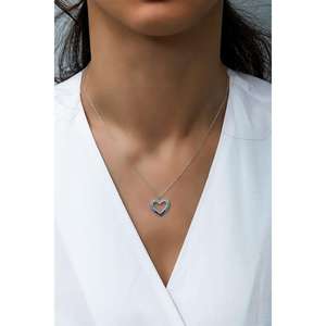 Azuris สร้อยหัวใจสไตล์วินเทจสีเงิน925ใส่ได้ทั้งชายและหญิงพร้อมจี้หินชุบทองสำหรับเด็ก - Product Image 3