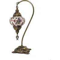 Lampe de bureau en mosaïque ottomane turque rustique faite à la main, verre teinté, lumière LED 5000K, lumière du jour, taille moyenne, pour chambre à coucher, VAYA DECOR